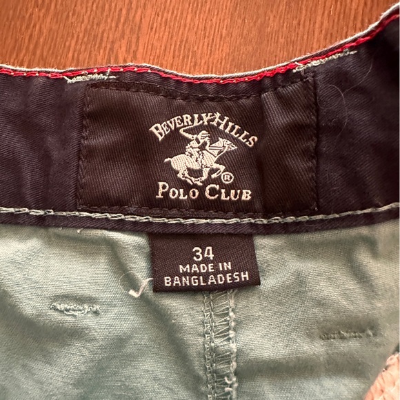 Beverly Hills Polo Club men’s 34 Teal Shorts with palm trees and flamingo print - Picture 3 of 8